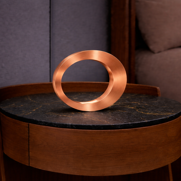 Copper Finish Wooden Handcrafted Oval Rotatable Lamp